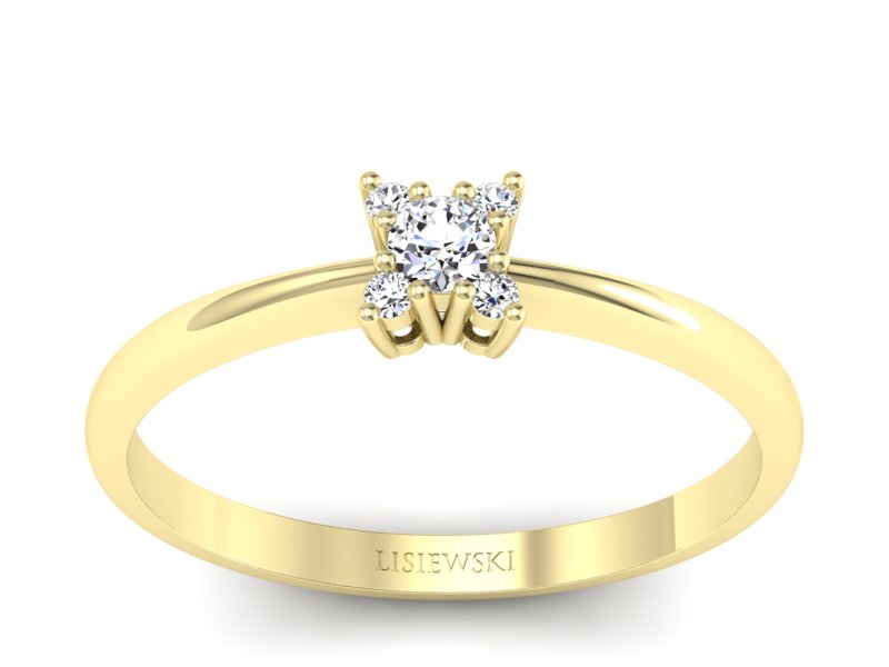 Pierścionek zaręczynowy z brylantami żółte złoto - P16004z