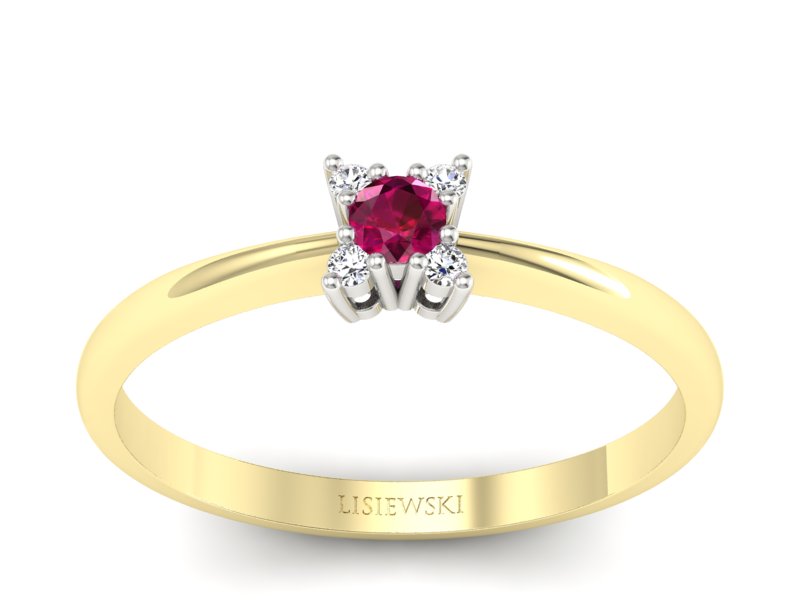 Pierścionek z rubinem i diamentami - P16004zbr