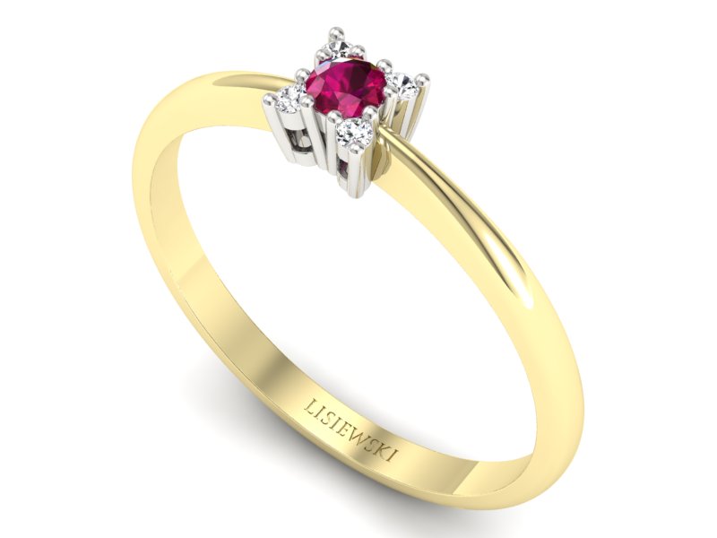Pierścionek z rubinem i diamentami - P16004zbr — zdjęcie 3