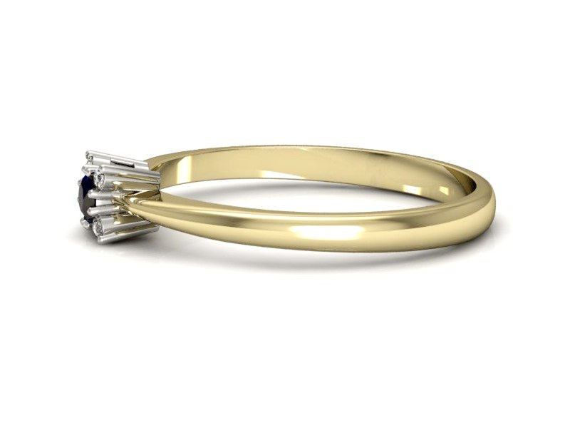 Pierścionek szafir i brylant białe żółte złoto - P16004zbsz — zdjęcie 5