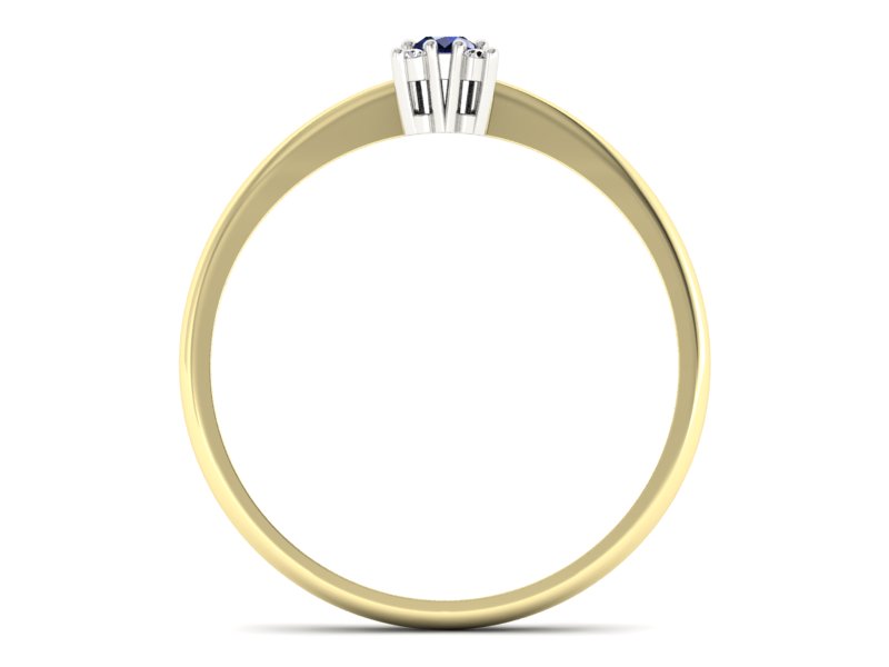 Pierścionek szafir i brylant białe żółte złoto - P16004zbsz — zdjęcie 2