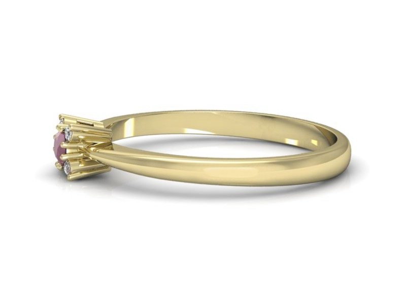 Pierścionek z rubinem i brylantami żółte złoto - P16004zr — zdjęcie 5
