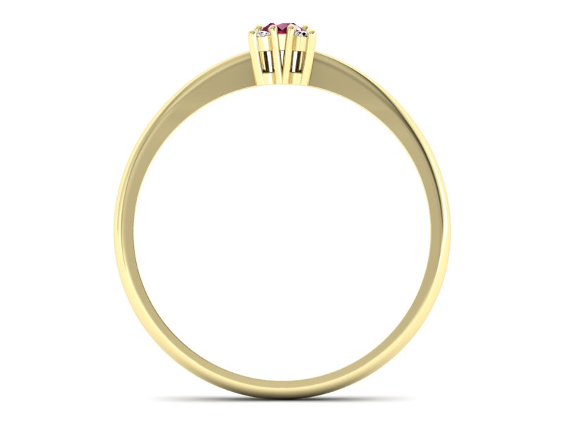 Pierścionek z rubinem i brylantami żółte złoto - P16004zr — zdjęcie 2