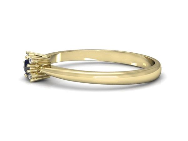 Złoty Pierścionek z szafirem i brylantami - P16004zsz