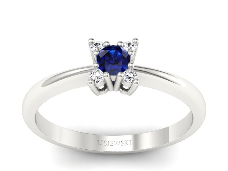 Pierścionek zaręczynowy z szafirem i brylantami - P16005bsz