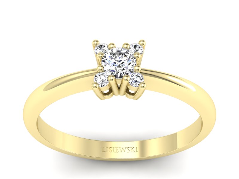 Złoty pierścionek z brylantami żółte złoto - P16005z