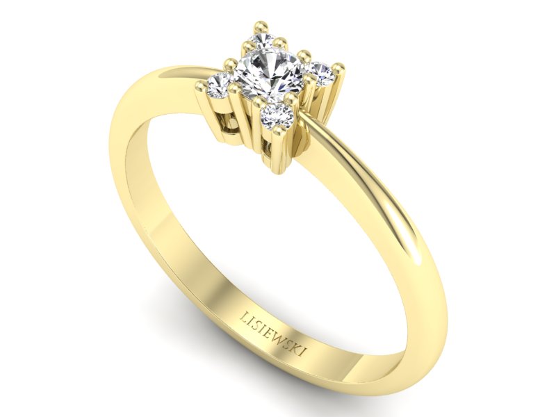 Złoty pierścionek z brylantami żółte złoto - P16005z — zdjęcie 3