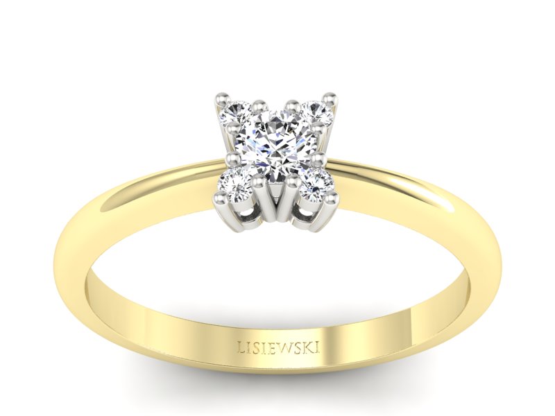 Pierścionek z diamentami żółte i białe złoto - P16005zb_P_G