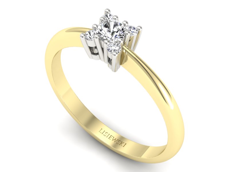 Pierścionek z diamentami żółte i białe złoto - P16005zb_P_G — zdjęcie 3