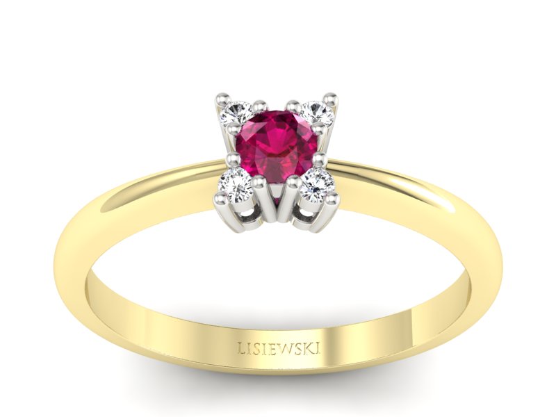 Pierścionek z rubinem i brylantami - P16005zbr