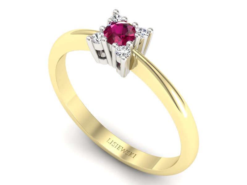 Pierścionek z rubinem i brylantami - P16005zbr — zdjęcie 3