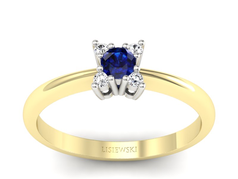 Pierścionek z szafirem i brylantami - P16005zbsz