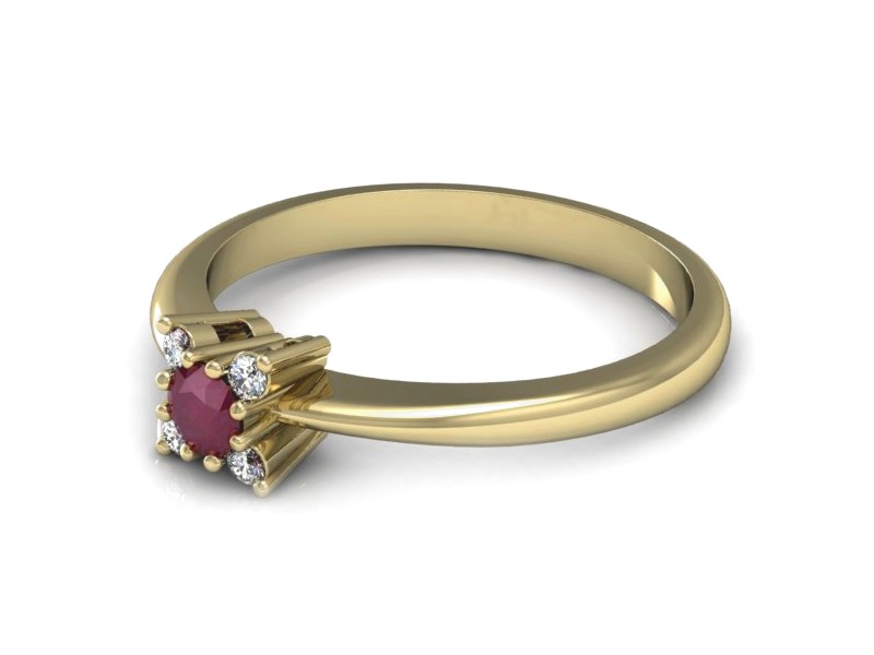 Pierścionek z rubinem i brylantami żółte złoto - P16005zr — zdjęcie 5