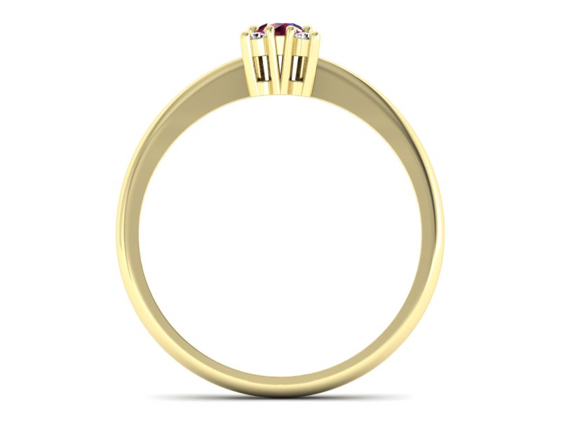 Pierścionek z rubinem i brylantami żółte złoto - P16005zr — zdjęcie 2