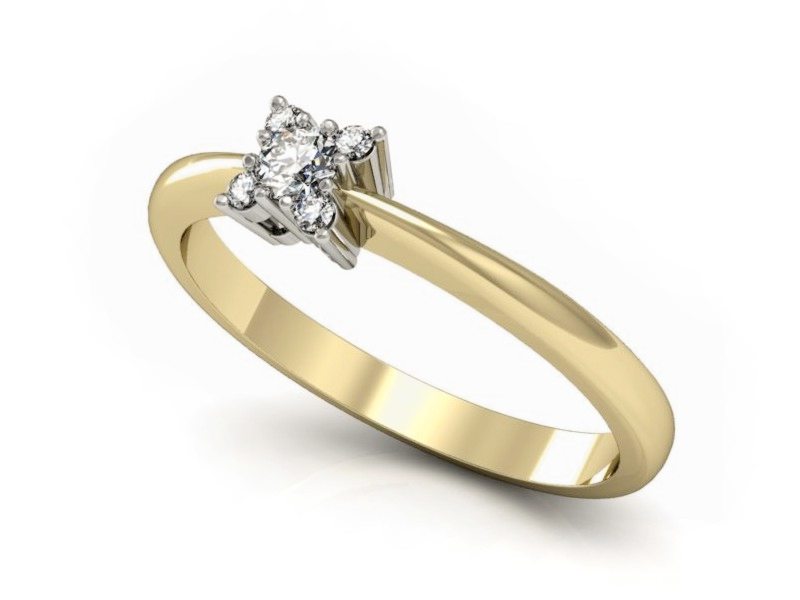 Pierścionek z diamentami żółte i białe złoto - P16006zb_SI_I — zdjęcie 3