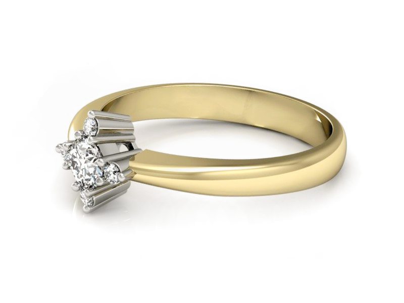 Pierścionek z diamentami żółte i białe złoto - P16007zb_SI_H — zdjęcie 2