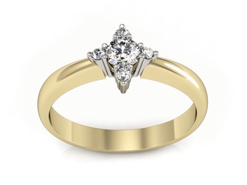 Pierścionek z diamentami żółte i białe złoto - P16007zb_SI_H — zdjęcie 3