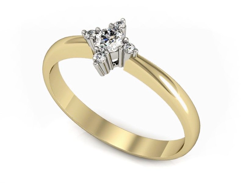 Pierścionek z diamentami żółte i białe złoto - P16009zb — zdjęcie 3