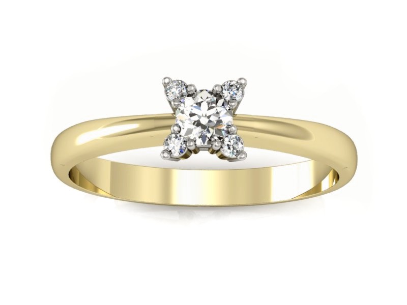 Pierścionek z diamentami żółte i białe złoto - P16010zb — zdjęcie 3