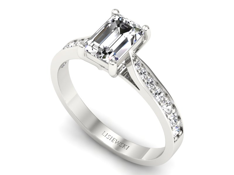 Pierścionek zaręczynowy z diamentami białe złoto - p16011 — zdjęcie 3