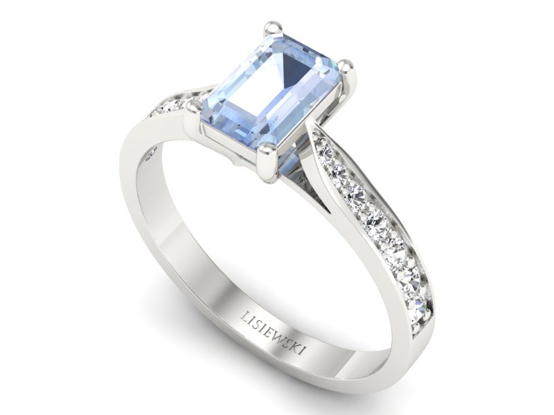 Złoty pierścionek z topazem i brylantami - p16011ba — zdjęcie 3