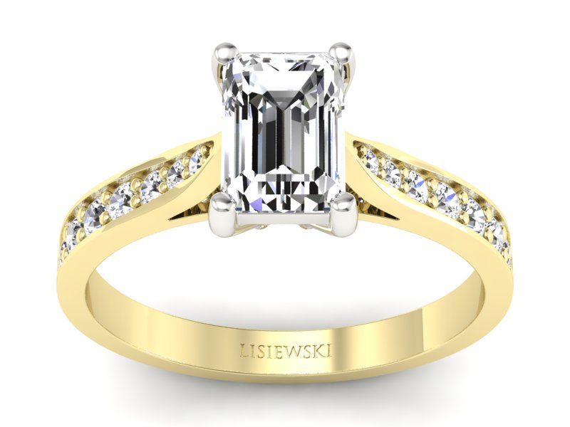 Pierścionek z diamentami białe i żółte złoto - p16011zb