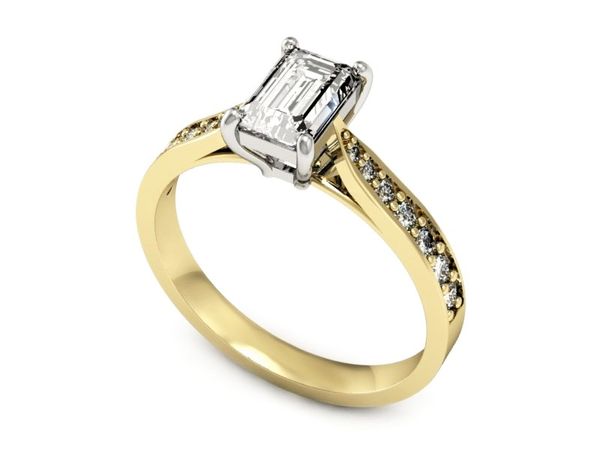 Pierścionek z diamentami białe i żółte złoto - p16011zb