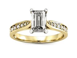 Pierścionek z diamentami białe i żółte złoto - p16011zb