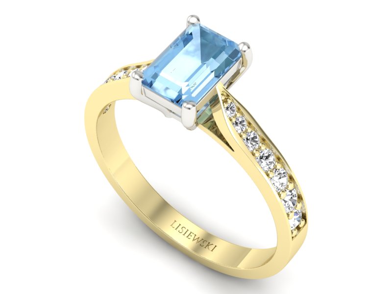 Pierścionek z topazem z brylantami - p16011zba — zdjęcie 3