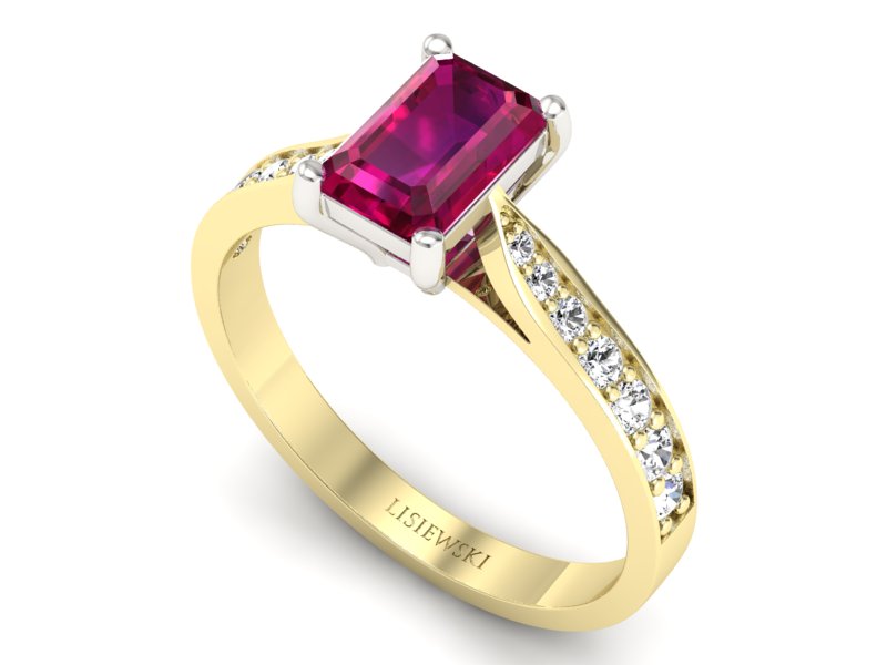 Pierścionek z rubinem i diamentami - p16011zbr — zdjęcie 3