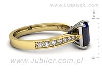 Pierścionek z szafirem z brylantami żółto białe złoto - p16011zbsz- 2
