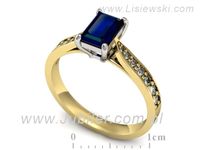 Pierścionek z szafirem z brylantami żółto białe złoto - p16011zbsz- 3