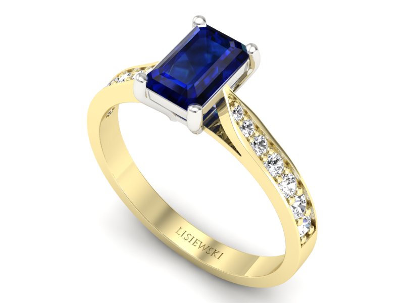 Pierścionek z szafirem z brylantami - p16011zbsz — zdjęcie 3