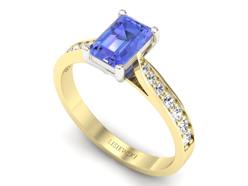 Pierścionek z tanzanitem z brylantami - p16011zbt — zdjęcie 3