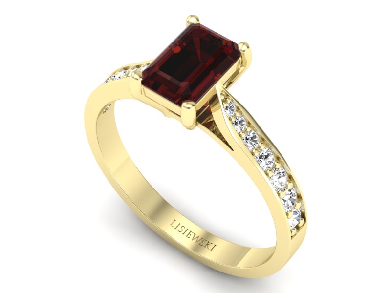 Złoty pierścionek z granatem żółte złoto - p16011zgr — zdjęcie 3