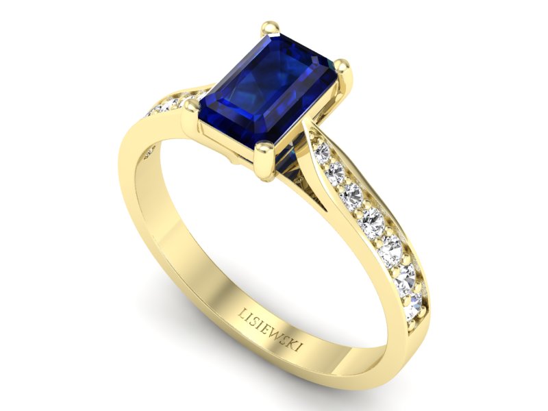 Pierścionek zaręczynowy z szafirem i brylantami - p16011zsz — zdjęcie 3