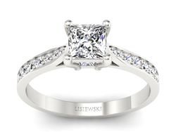 Złoty pierścionek z diamentami białe złoto - p16012b