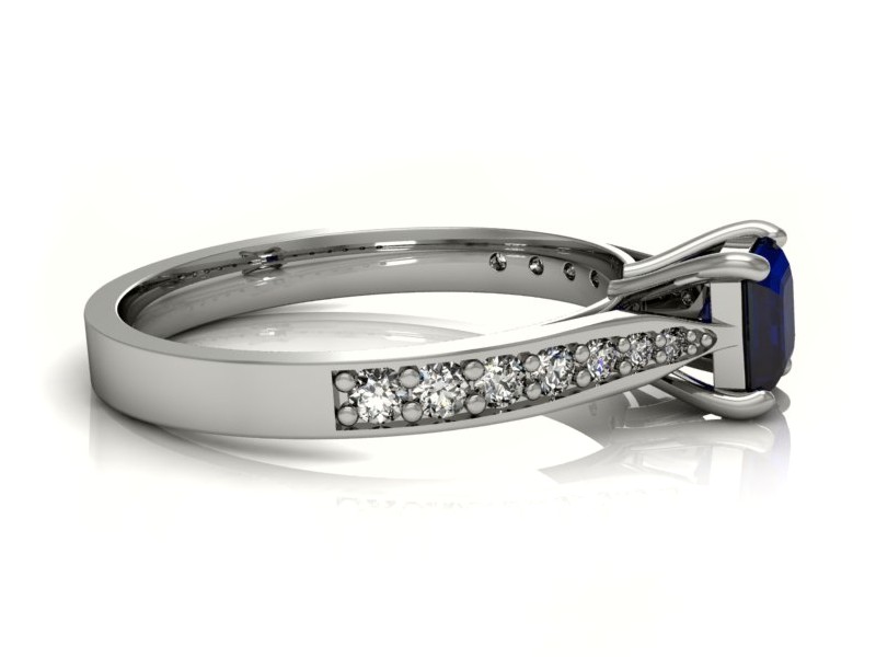 Złoty pierścionek z szafirem i brylantami - p16012bsz — zdjęcie 5