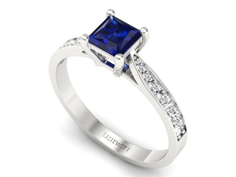 Złoty pierścionek z szafirem i brylantami - p16012bsz — zdjęcie 3