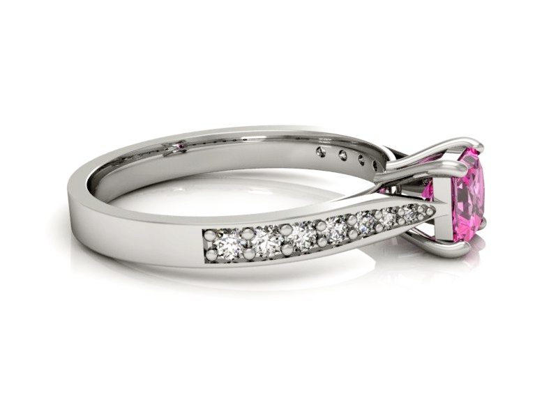 Pierścionek białe złoto z szafirem i brylantami - p16012bszr — zdjęcie 5