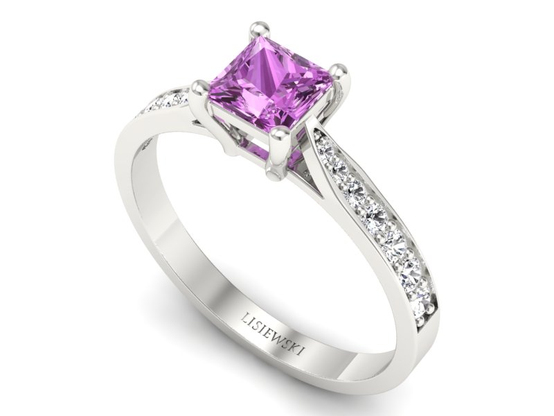 Pierścionek białe złoto z szafirem i brylantami - p16012bszr — zdjęcie 3