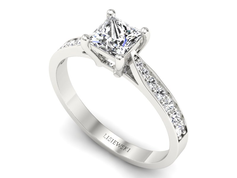 Pierścionek zaręczynowy z diamentami z platyny - p16012pt — zdjęcie 3