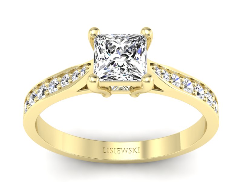 Złoty pierścionek z diamentami żółte złoto - p16012z