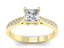 Złoty pierścionek z diamentami żółte złoto - p16012z