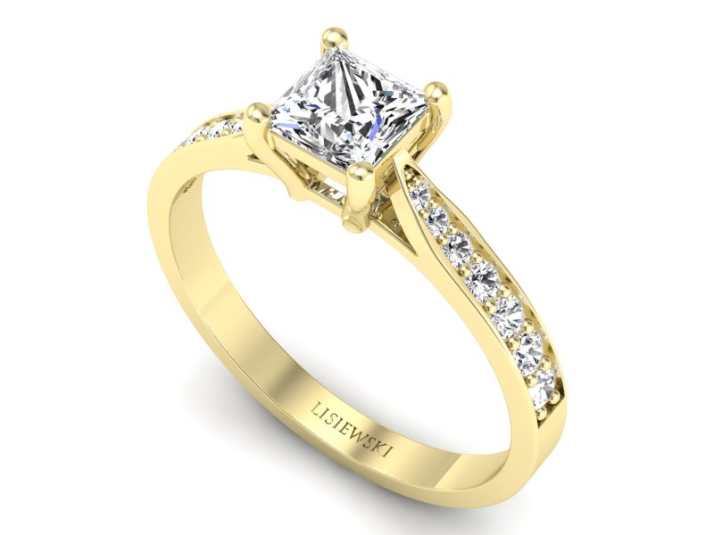 Złoty pierścionek z diamentami żółte złoto - p16012z — zdjęcie 3