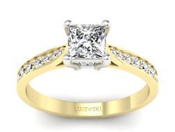 Pierścionek z diamentami białe i żółte złoto - p16012zb