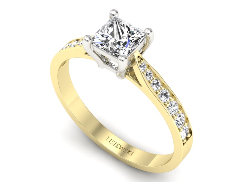 Pierścionek z diamentami białe i żółte złoto - p16012zb — zdjęcie 3