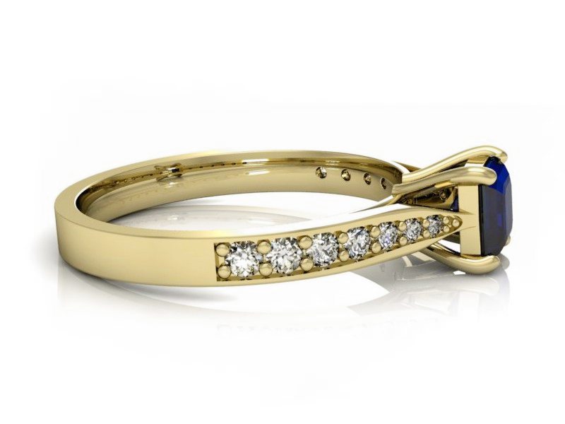Złoty pierścionek z szafirem i brylantami - p16012zsz — zdjęcie 5