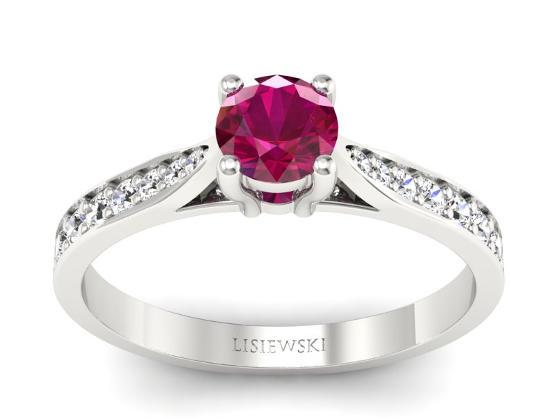 Złoty pierścionek z rubinem i brylantami - p16013br