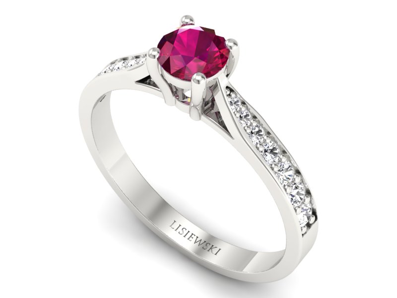 Złoty pierścionek z rubinem i brylantami - p16013br — zdjęcie 3